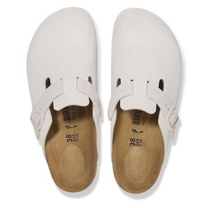 Birkenstock Boston clogs in corduroy antique white. Brand new never worn